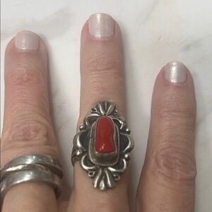 Elegant Silver 925  and Red Women's Ring
